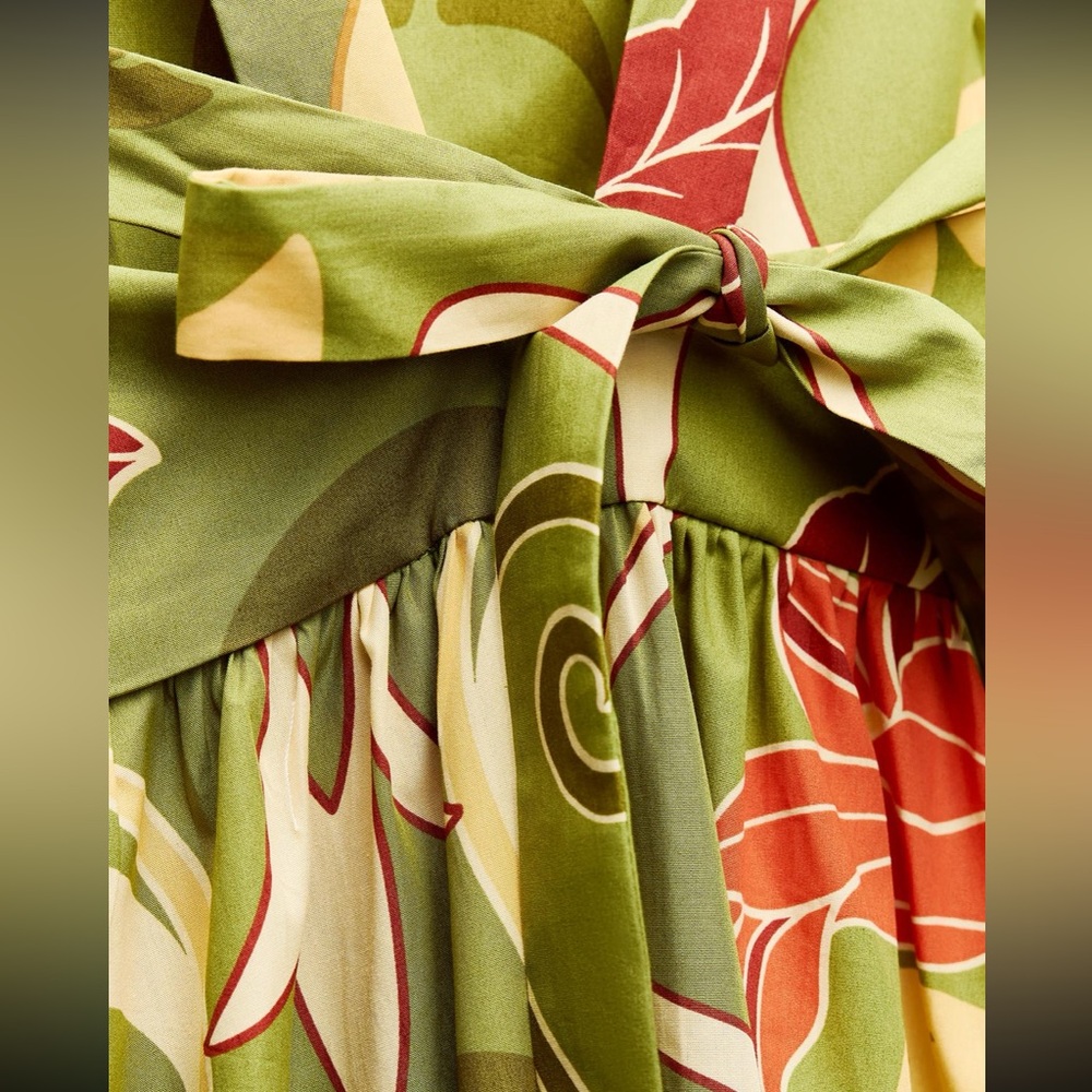 Zara limited edition printed bohemian cotton midi dress - Picture 8 of 10